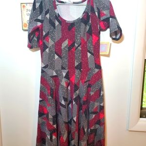 Lularoe Nicole Medium Black, Pink, Geo Pattern